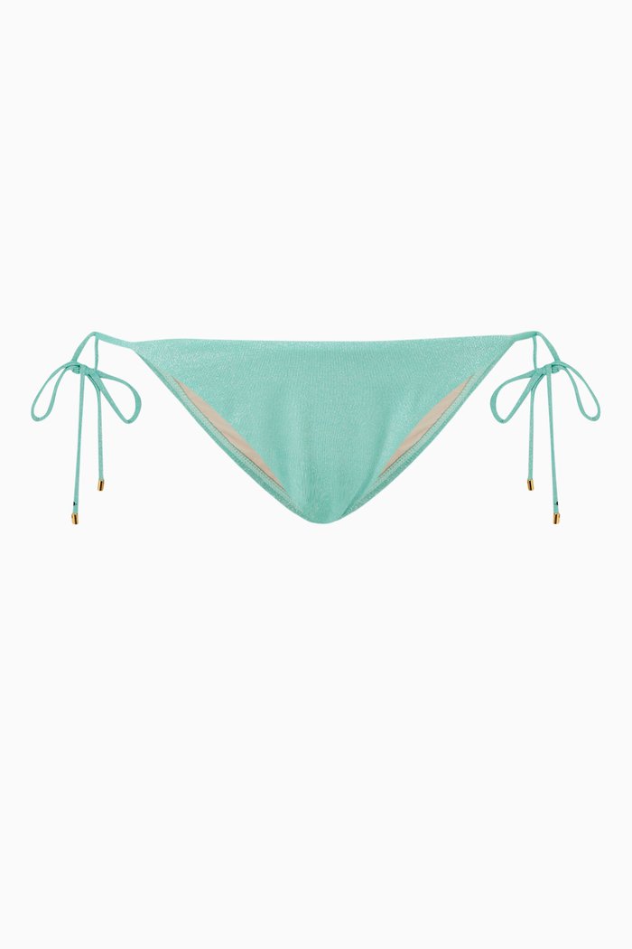 

Shimmer Ruched Tie Bikini Bottoms, Blue