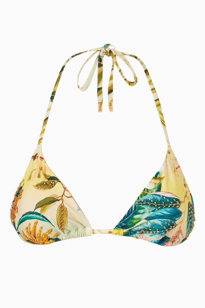 

Embroidered Tri Bikini Top, Multicolour