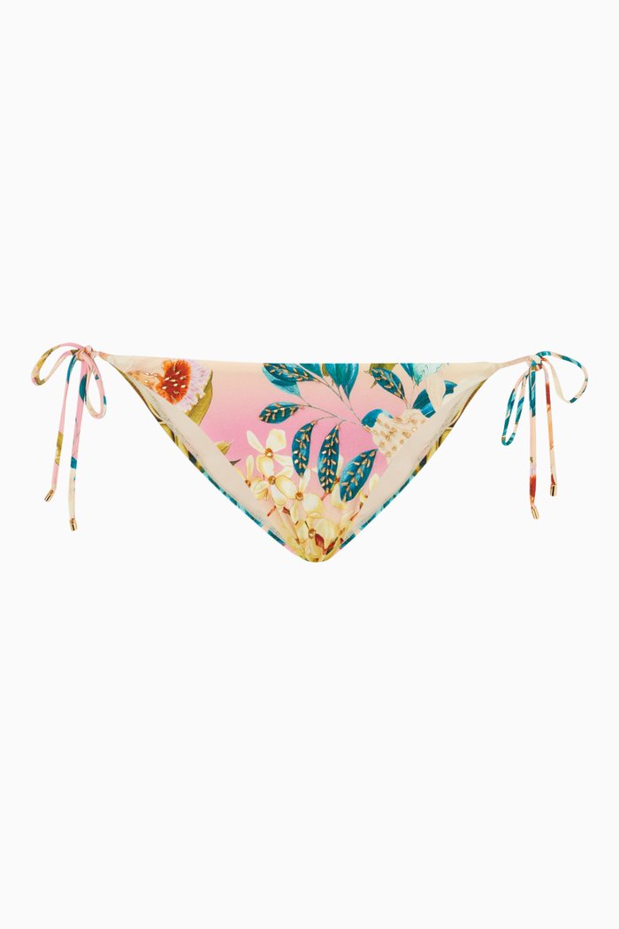 

Embroidered Tie Bikini Bottoms, Multicolour