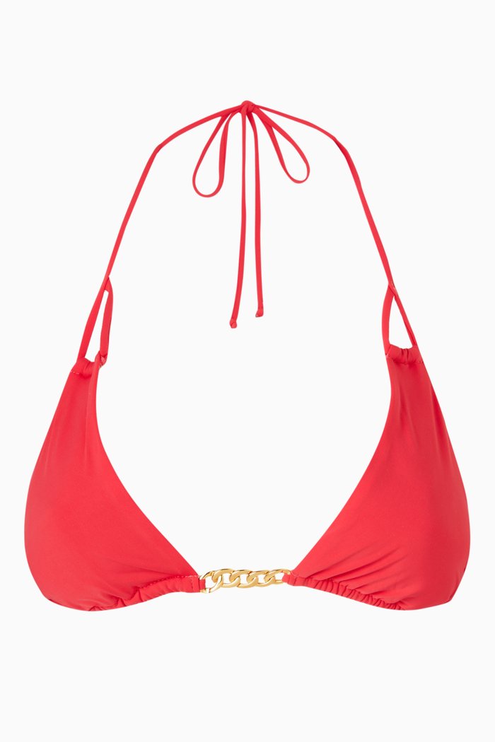

Chain Tri Bikini Top, Red