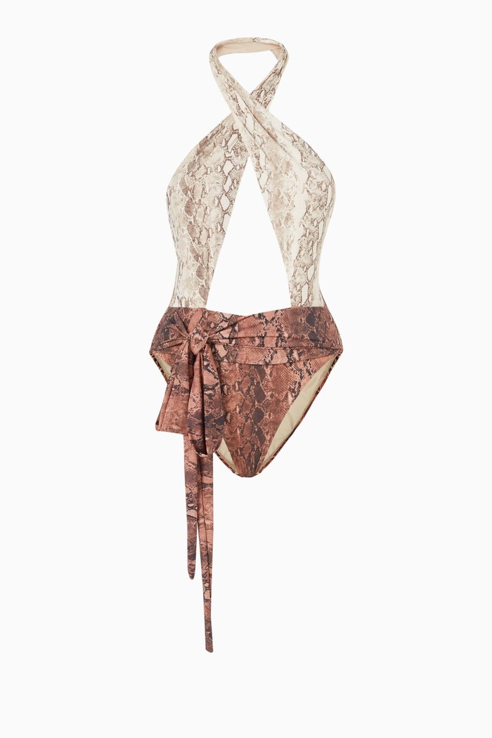 

Kaa Alex Halter Swimsuit, Brown
