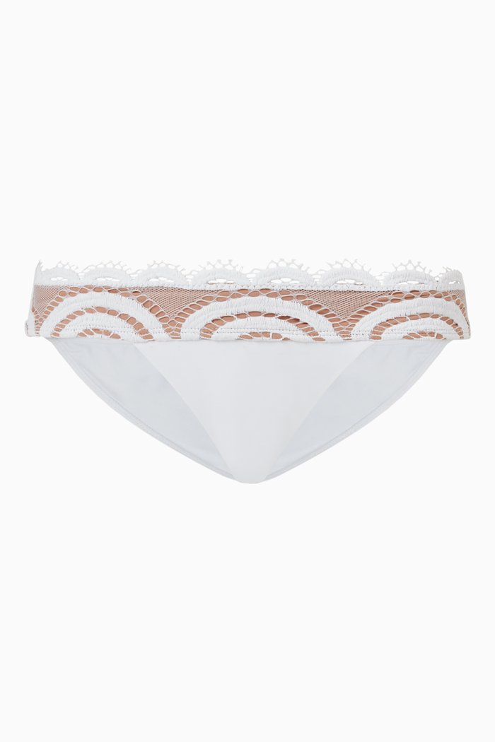 

Lace Banded Bikini Bottoms, White