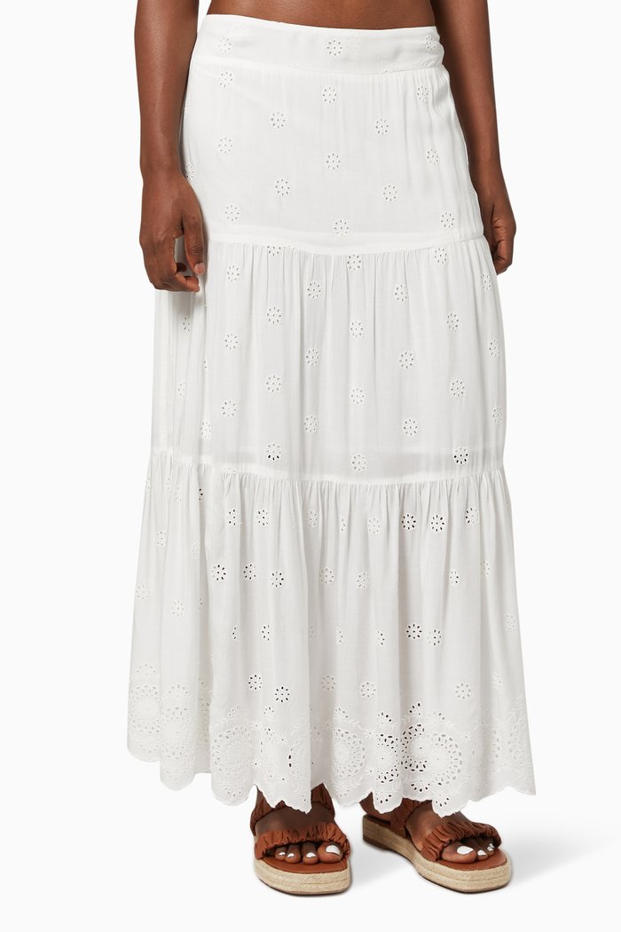 Eyelet Maxi Skirt, White