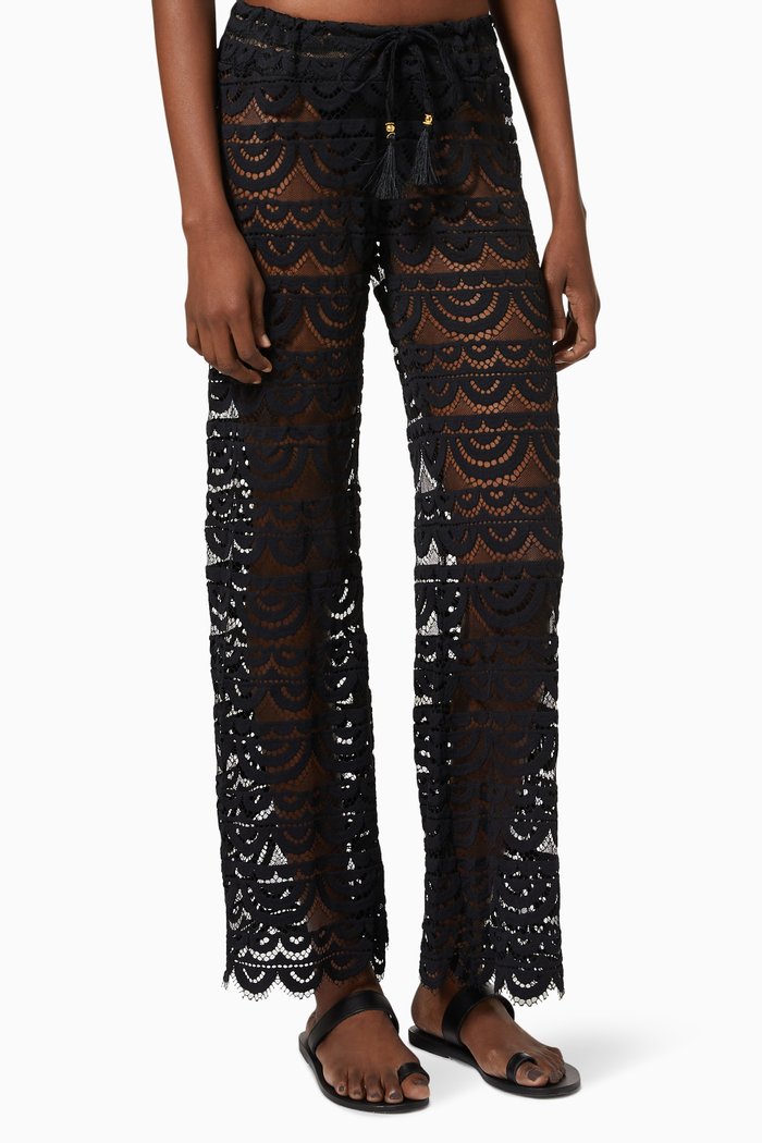 

Malibu Pants in Sheer Lace, Black