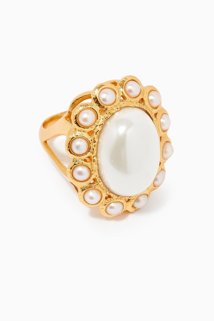 

Euphoria Oceana Ring with Pearls in 24kt Gold Plating, White