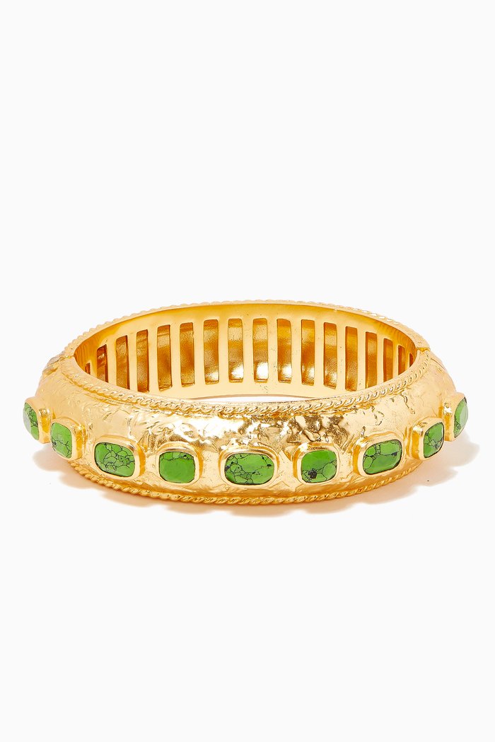 

Gaia Bangle in 24kt Gold Plating, Green