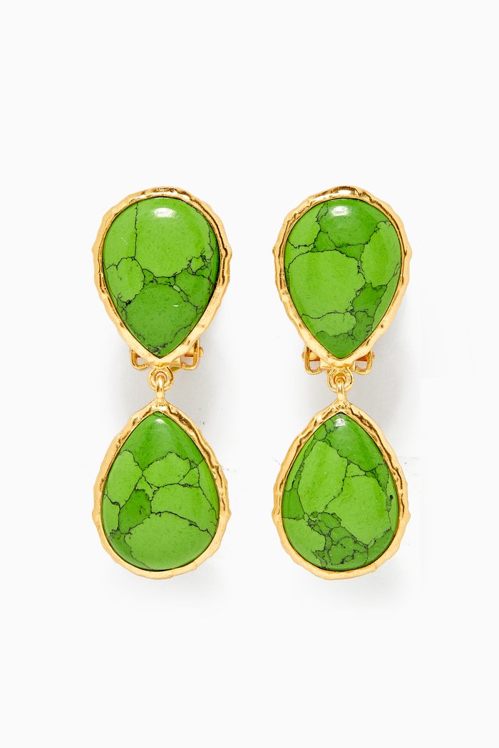 

Euphoria Sail Clip Earrings in 24kt Gold Plating, Green