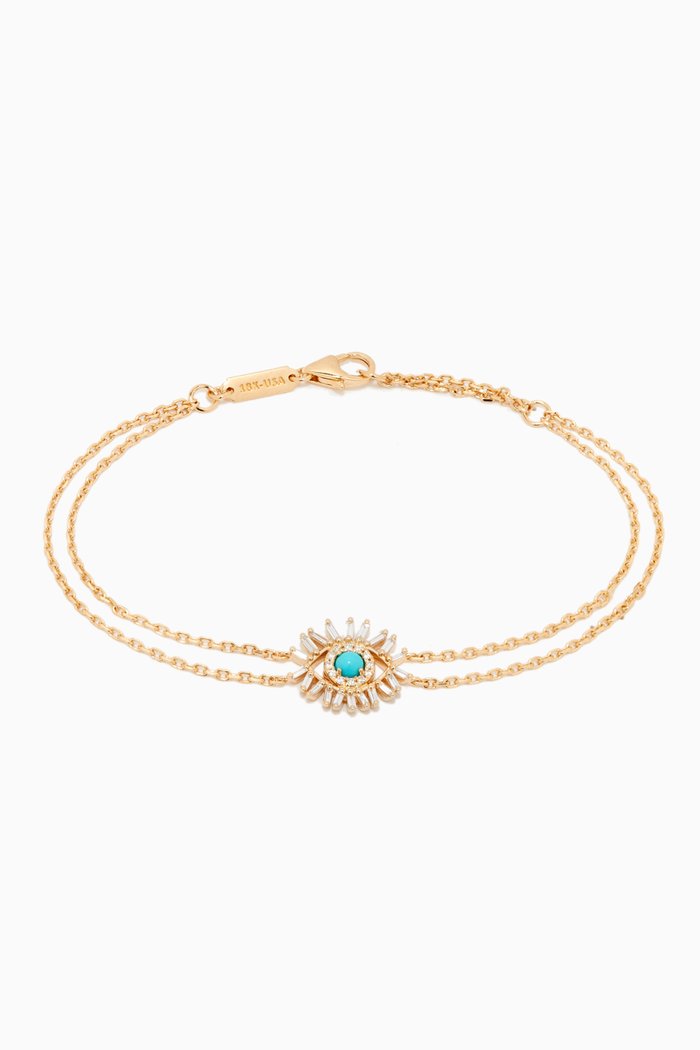 

Mini Evil Eye Turquoise Bracelet in 18kt Yellow Gold