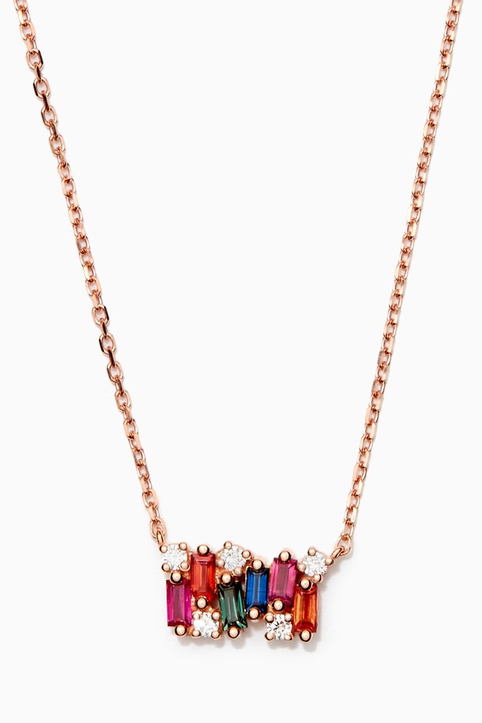

Rainbow Fireworks Sapphire Necklace in 18kt Rose Gold
