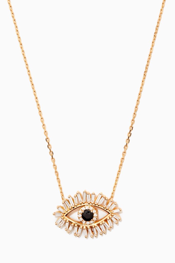 

Medium Evil Eye Black Sapphire Necklace in 18kt Yellow Gold