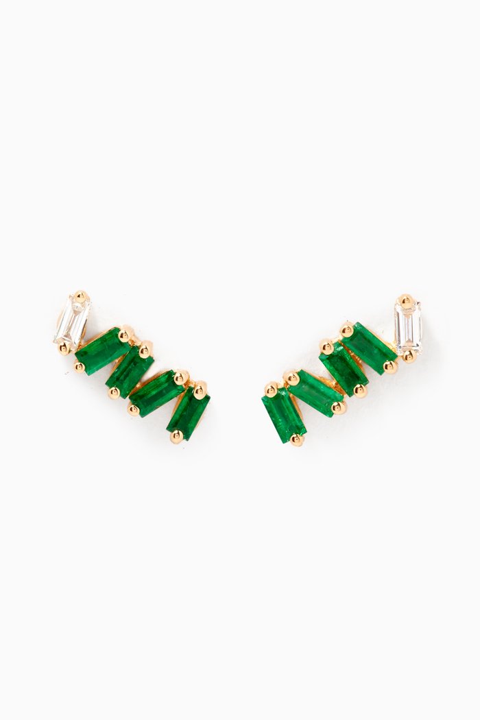 

Fireworks Emerald & Diamond Stud Earrings in 18kt Yellow Gold