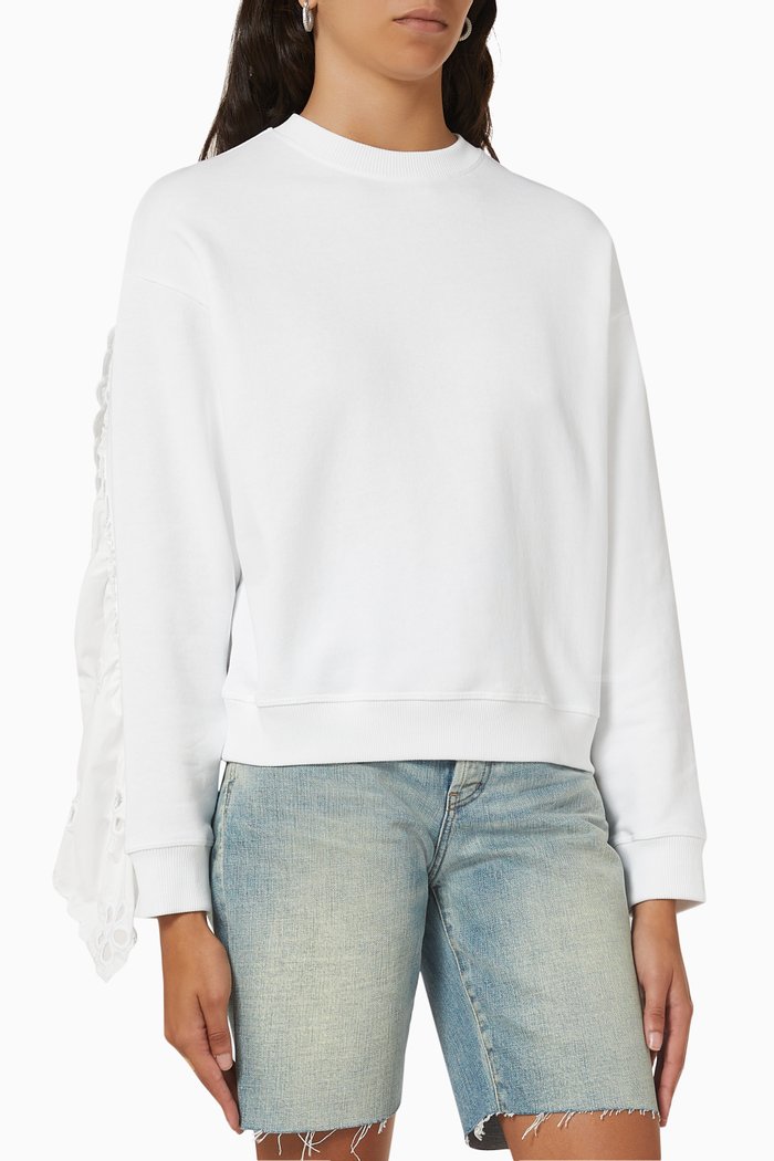 

Long Sleeve Sweatshirt in Jersey, White
