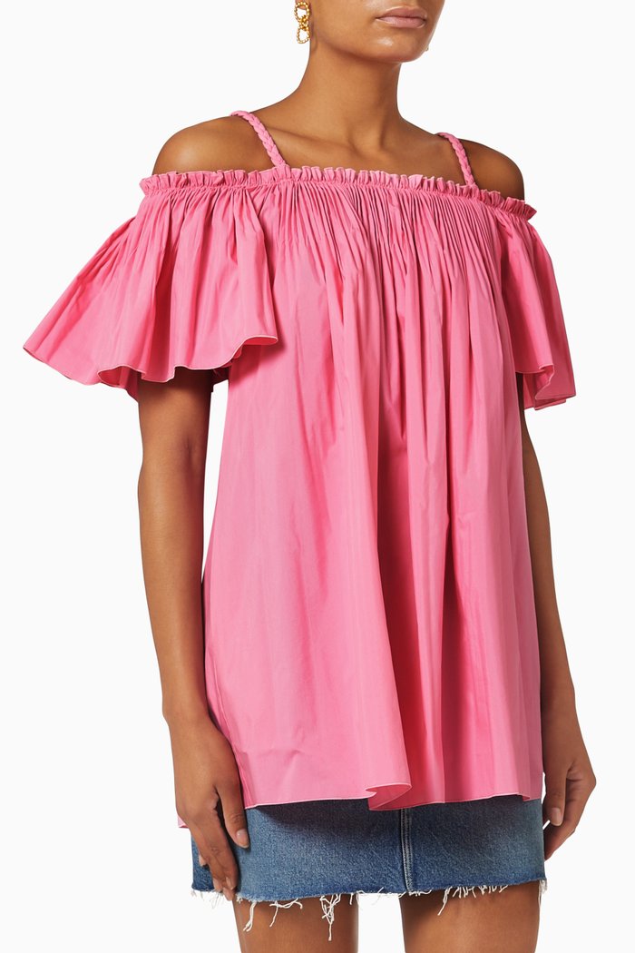 

Camicia Maniche Top in Cotton, Pink