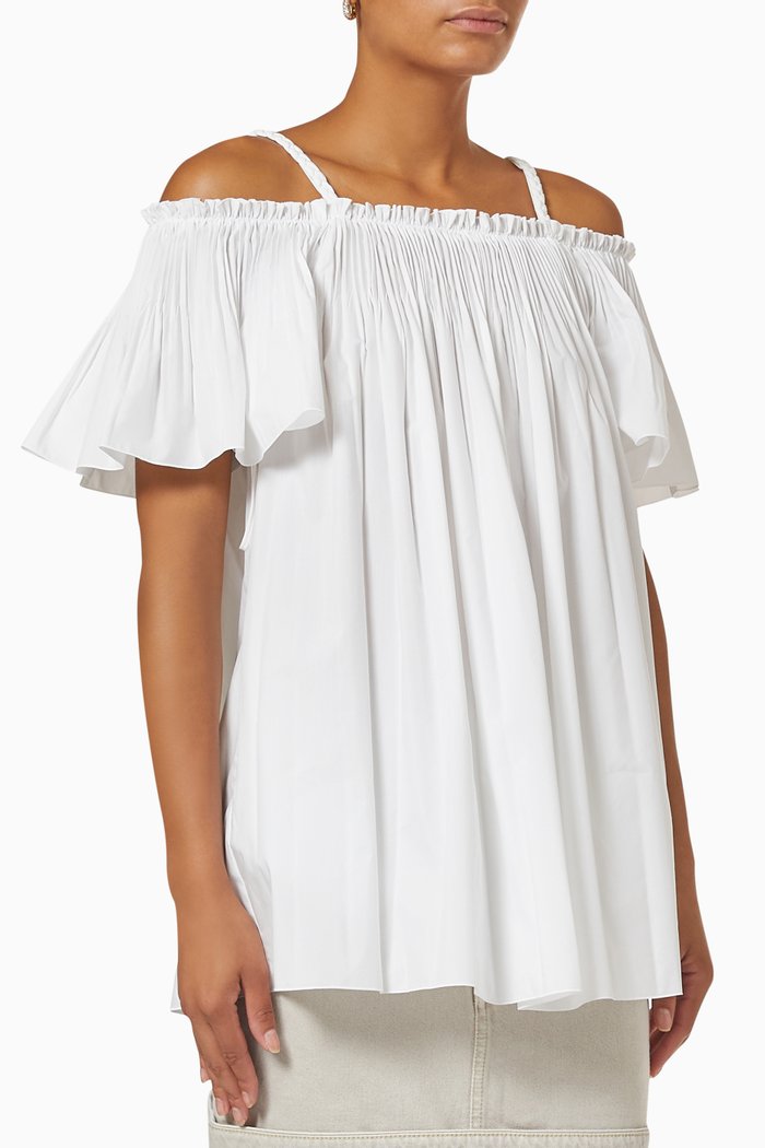 Camicia Maniche Top in Cotton, White