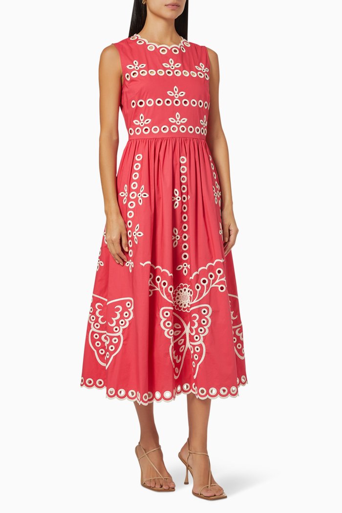 

Sangallo Embroidered Dress in Cotton Poplin, Pink
