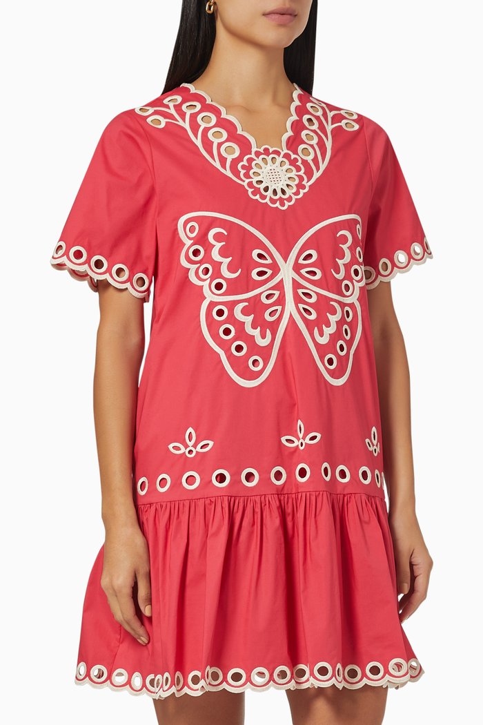 

Sangallo Embroidered Dress in Cotton Poplin, Pink
