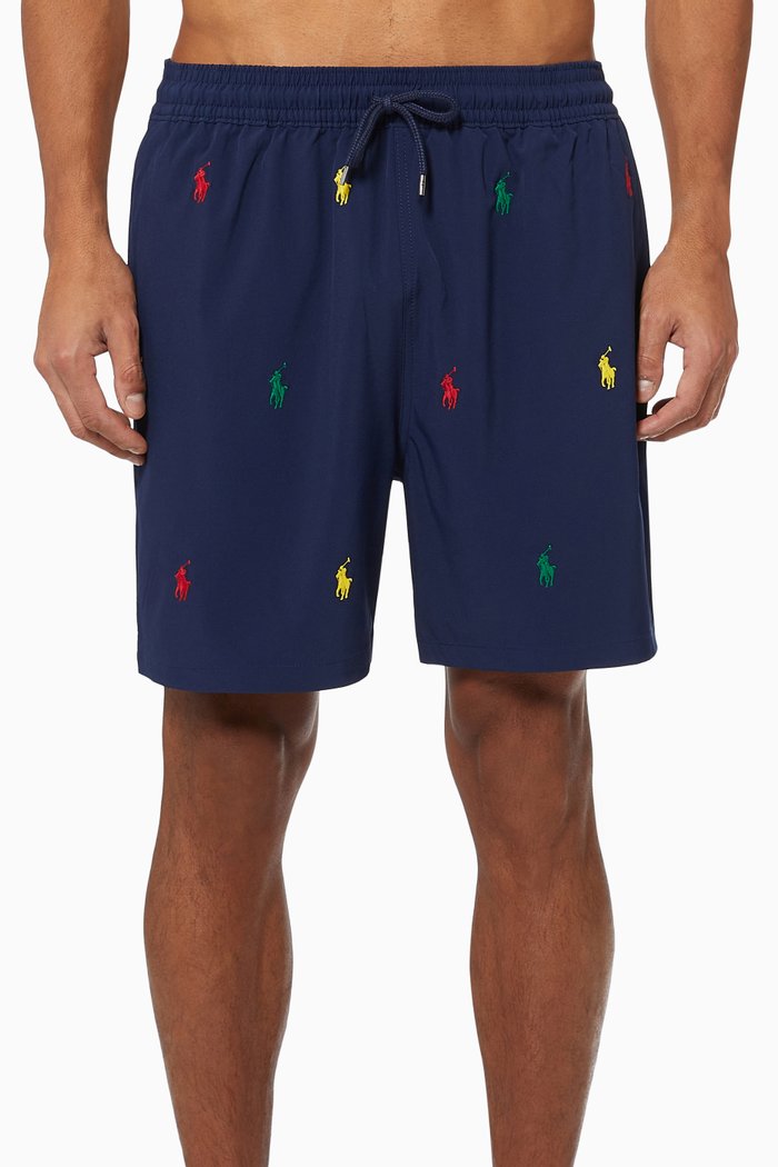 

Polo Embroidered Swimwear Trunks in Nylon, Blue