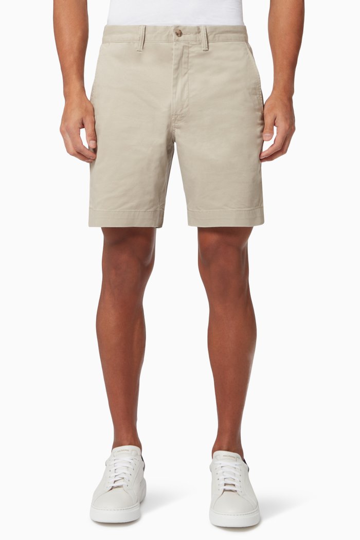 

Straight Fit Bedford Shorts in Stretch Twill, Neutral
