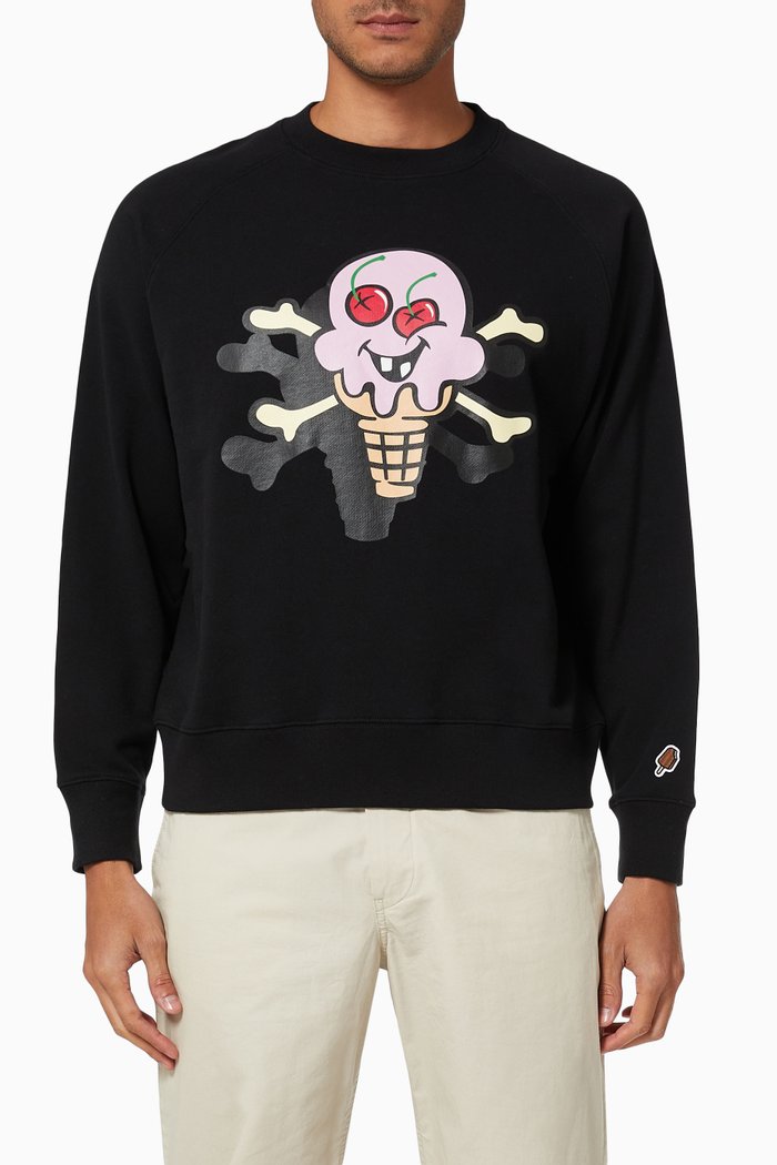 

Cones & Bones Crewneck Sweatshirt in Cotton, Black