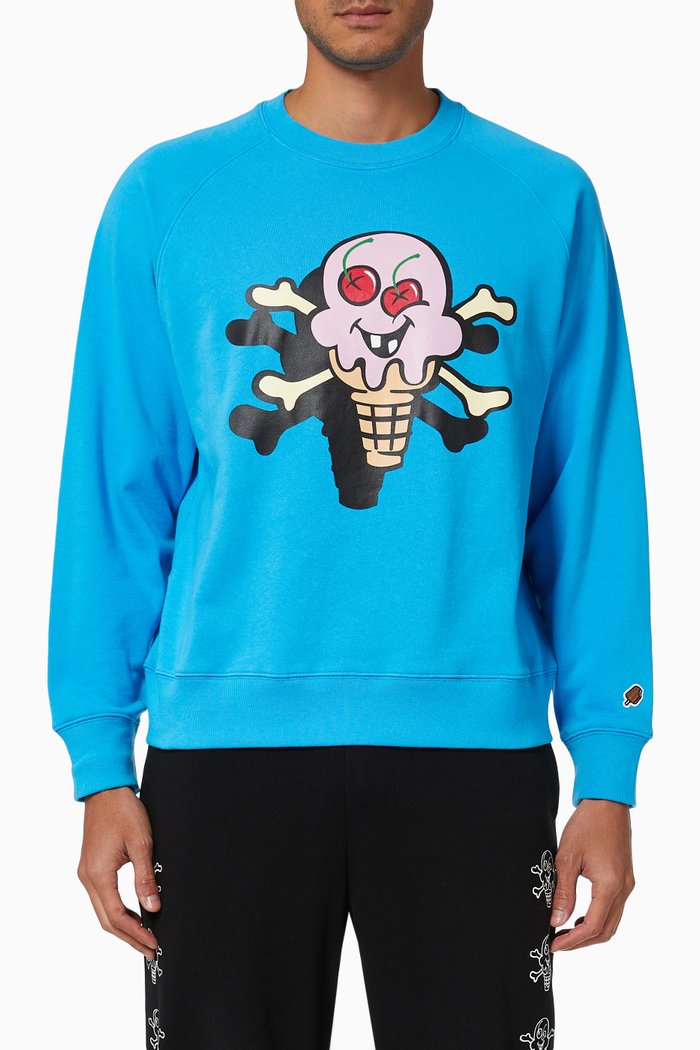 

Cones & Bones Crewneck Sweatshirt in Cotton, Blue