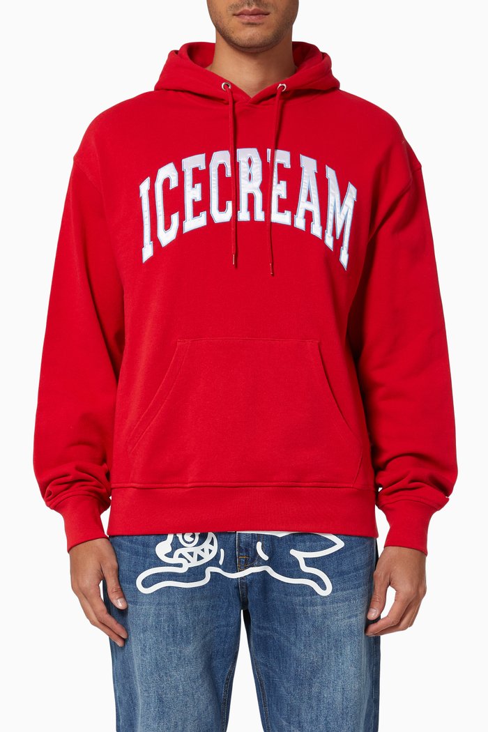 

College Applique Hoodie in Cotton Terry, Red