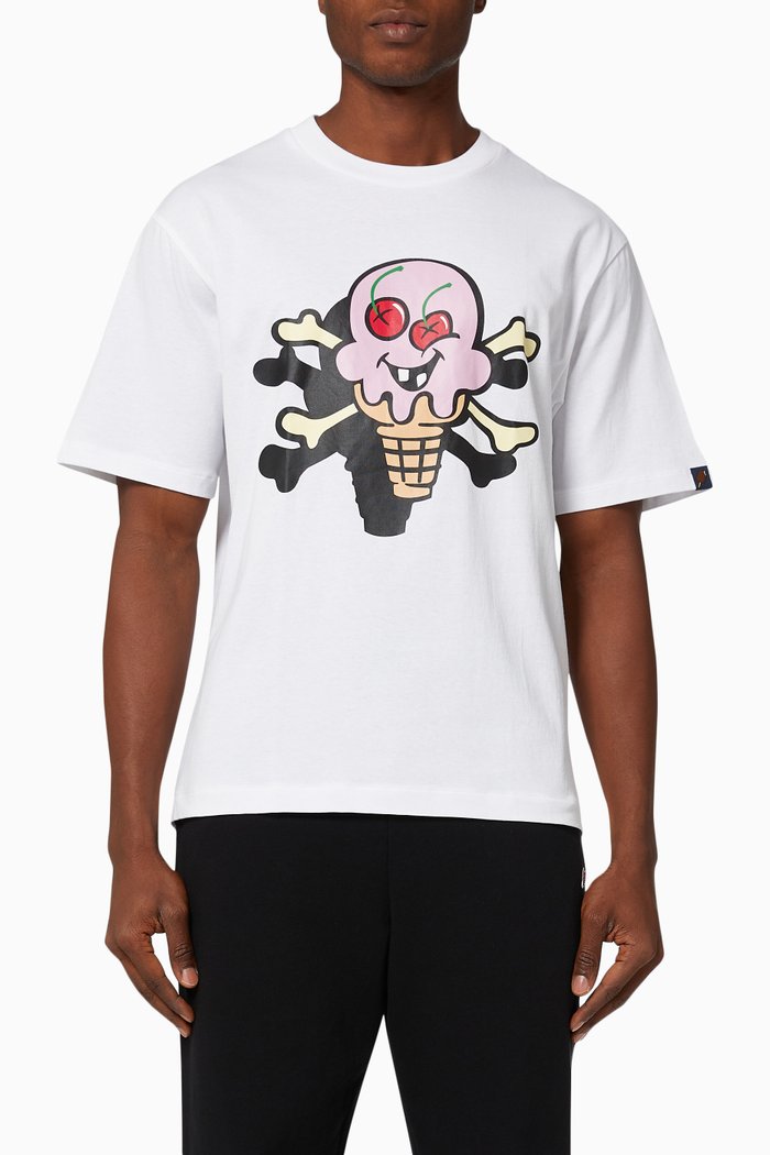 

Cones & Bones T-shirt in Cotton Jersey, White