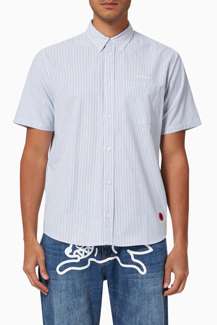 

Logo Embroidered Diner Shirt in Cotton, Blue