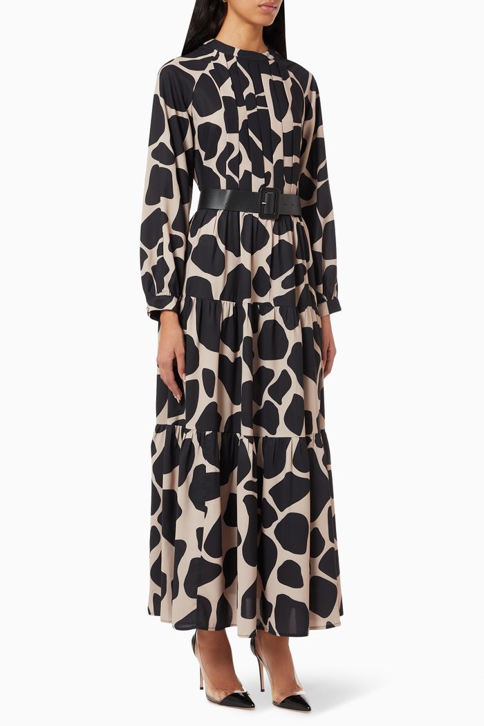 

Tiered Maxi Dress in Animal Print, Neutral