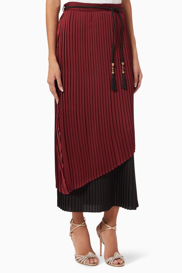

Layered Tassel Skirt in Nylon, Red