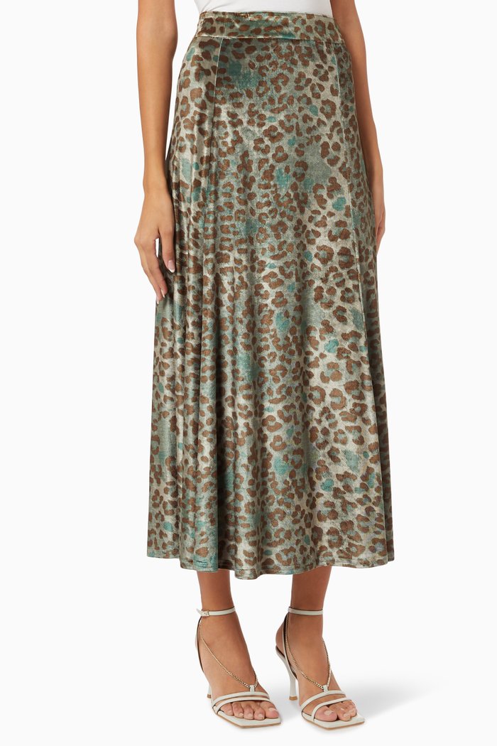 

Animal Print Skirt in Stretch Fabric, Green