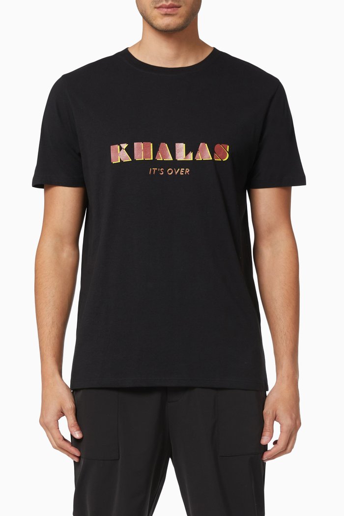 

"Khalas/ It's Over" T-shirt in Combed Organic Cotton, Black