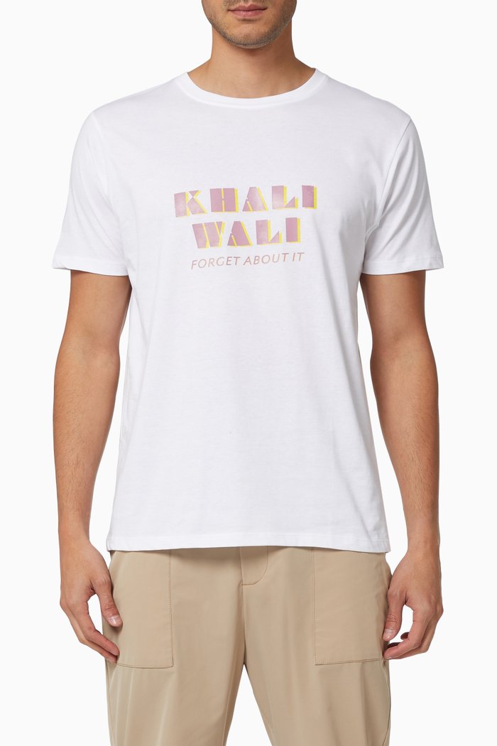 

"Khali Wali/ Forget About It" T-shirt in Combed Organic Cotton, White
