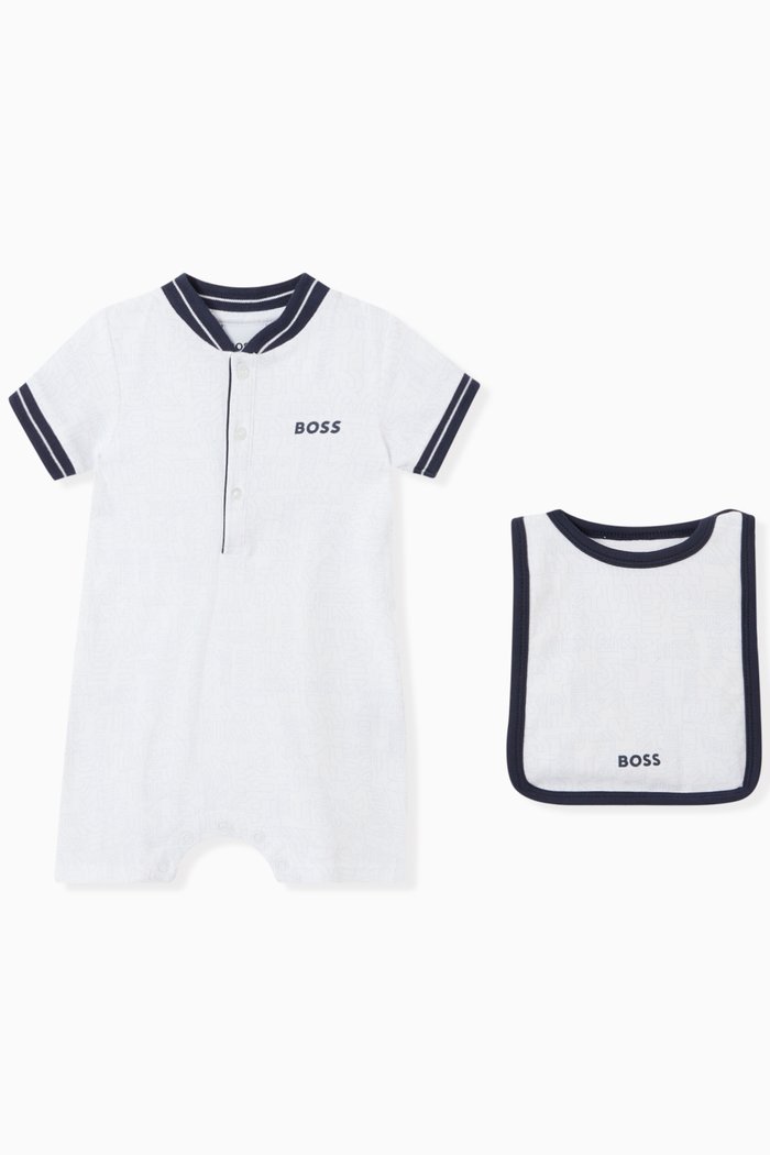 

Romper and Bib in Cotton, Set of Two, White