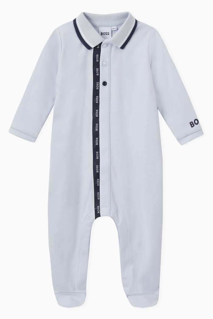 

Logo Trim Pyjamas in Cotton, Blue