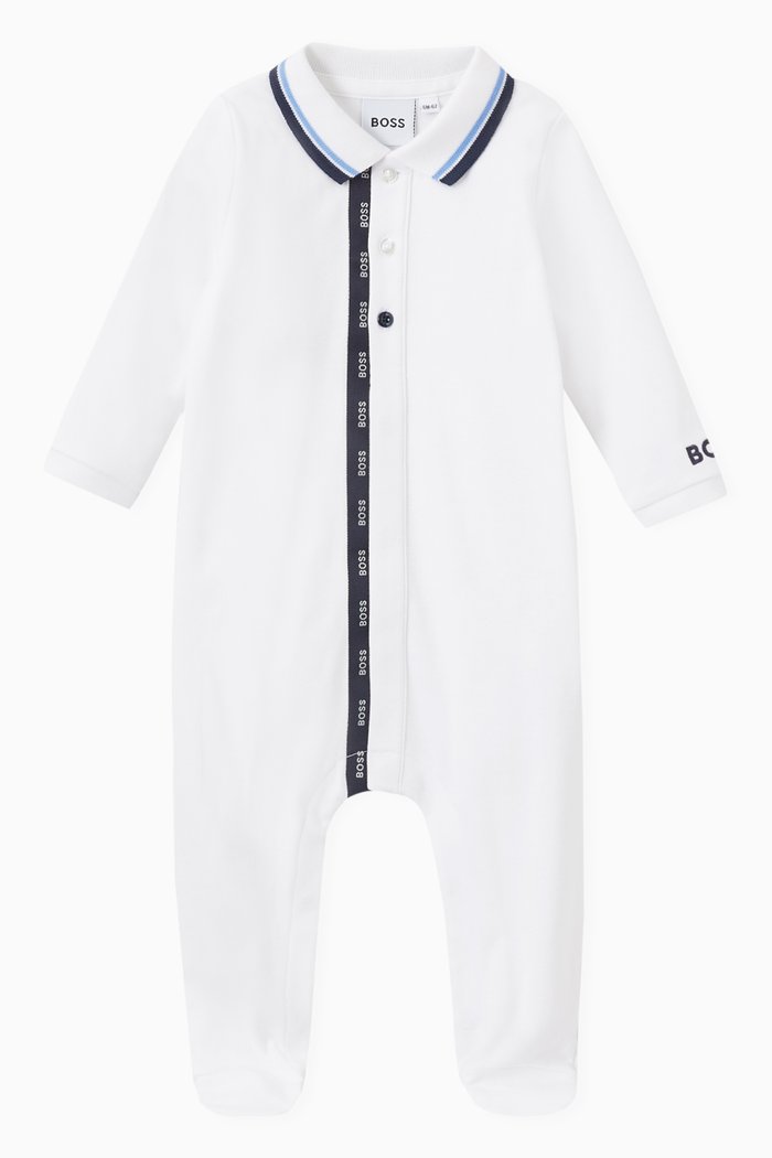 

Logo Trim Pyjamas in Cotton, White