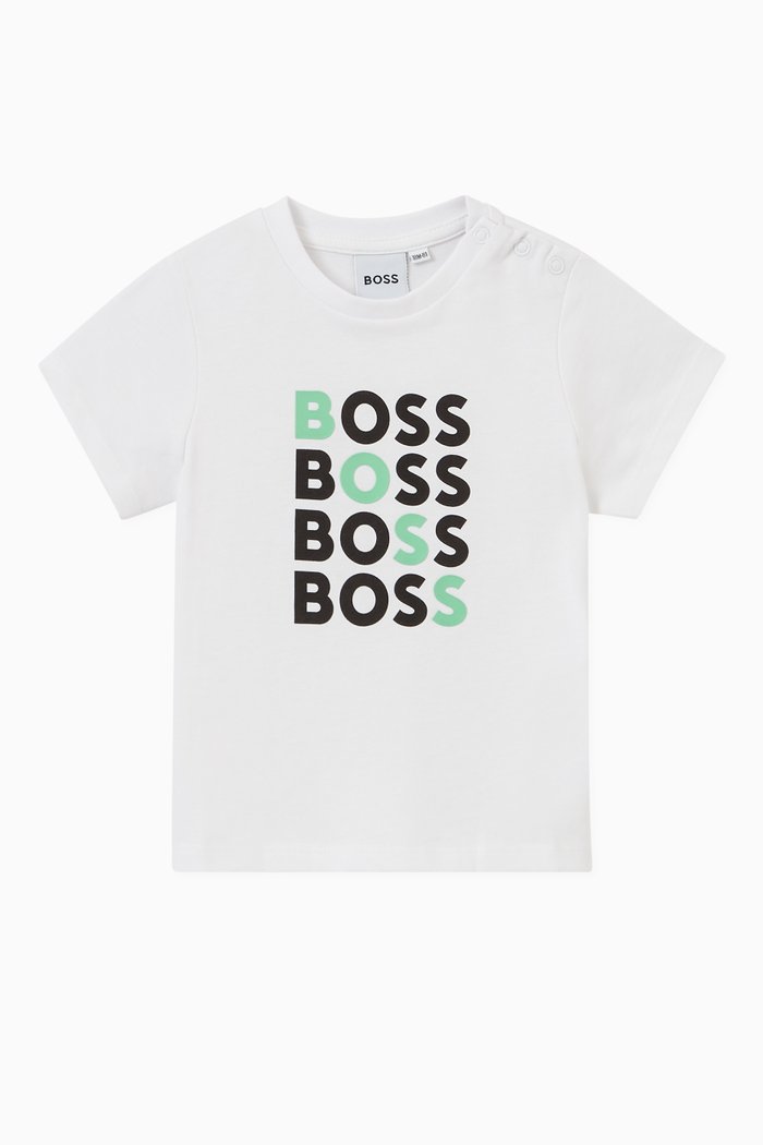 

Repeated Boss Logo T-shirt in Cotton, White
