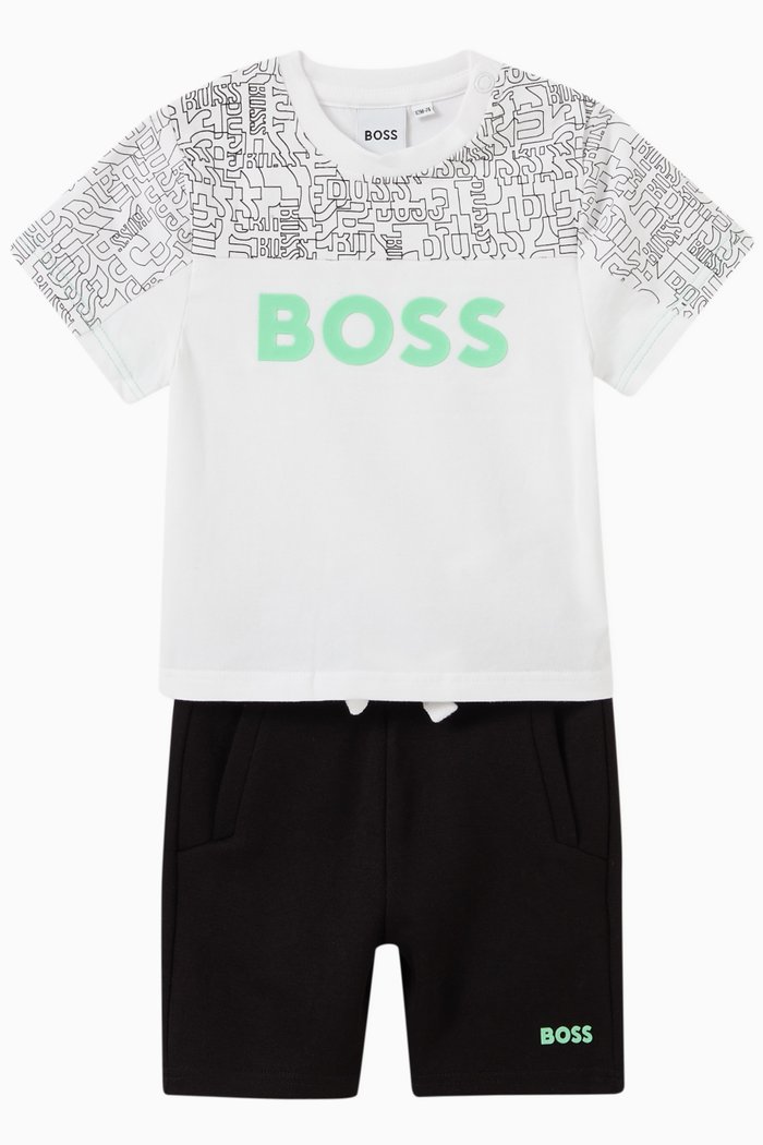 

Logo T-shirt & Shorts Set in Cotton, White