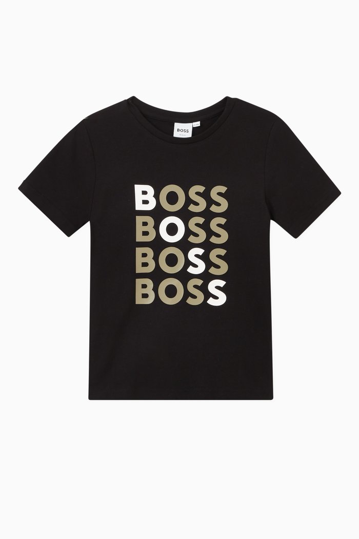 

Repeated Boss Logo T-Shirt in Cotton, Black