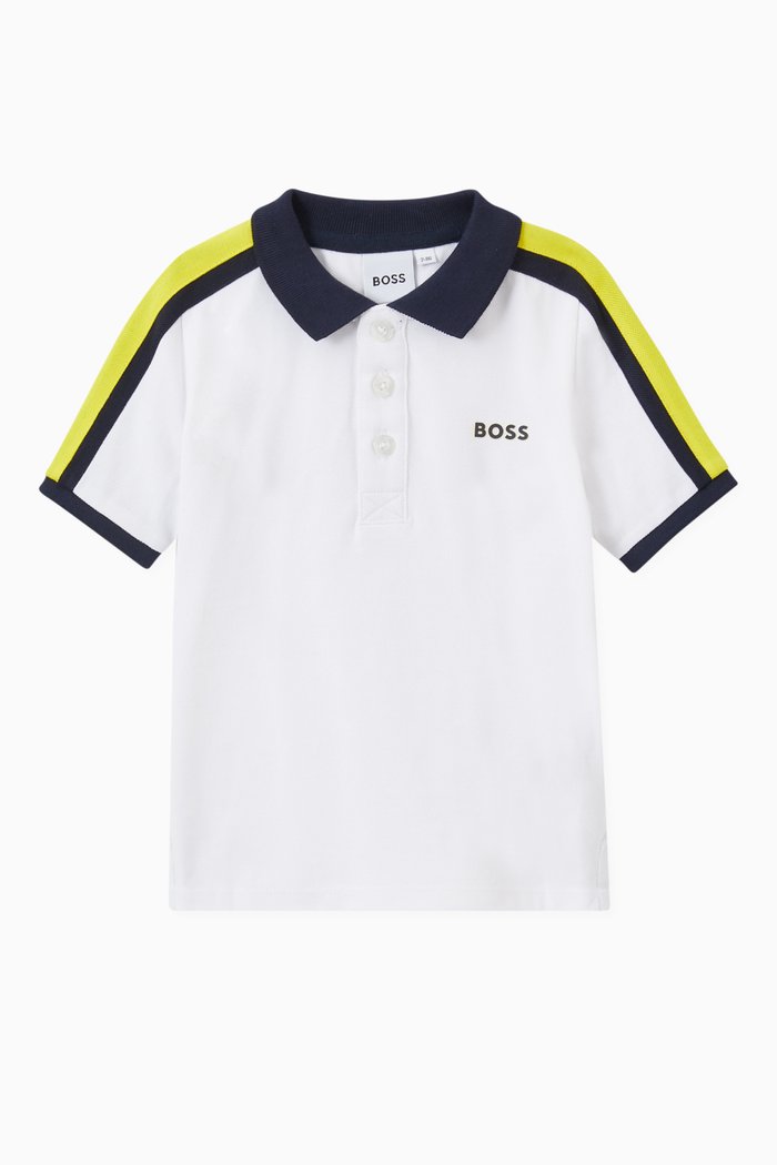 

Contrast Stripe Polo in Cotton Knit, White