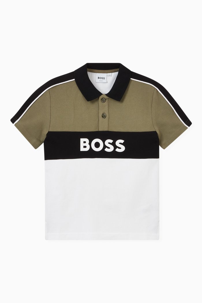 

Colourblock Logo Print Polo in Cotton, White