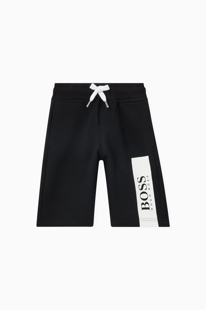 

Logo Band Shorts in Cotton Blend, Black