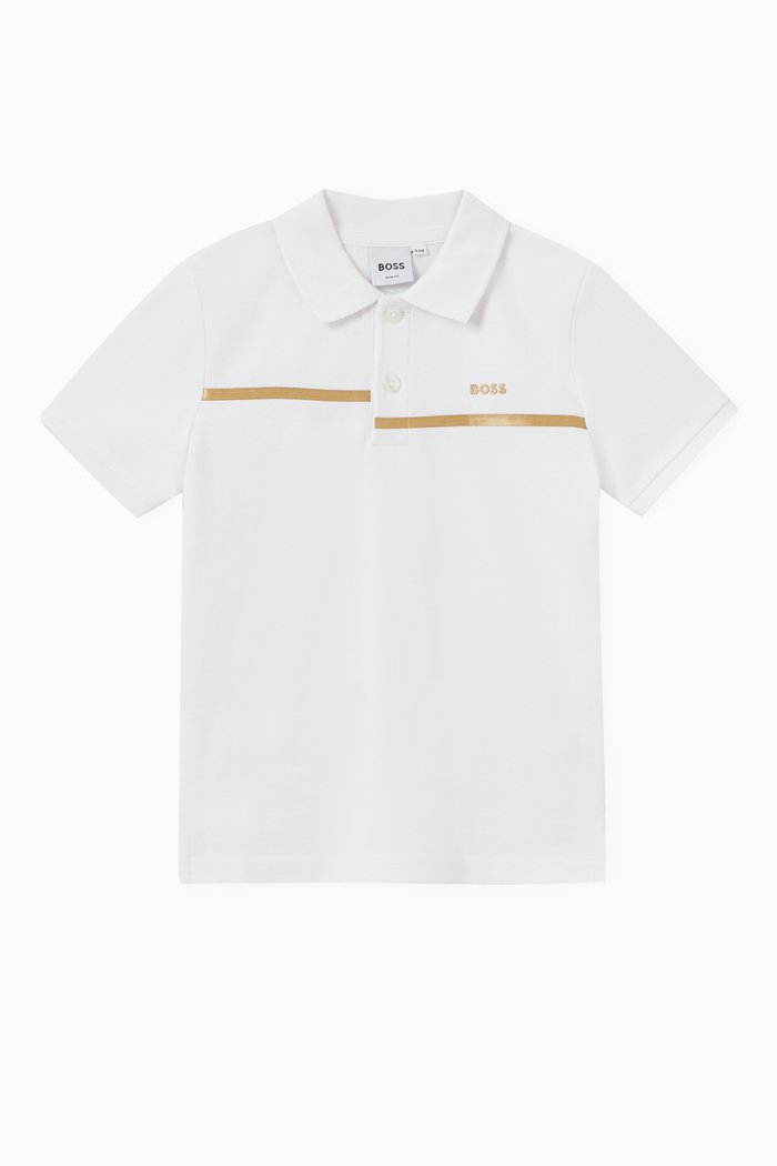 

Logo Band Polo Shirt in Cotton, White