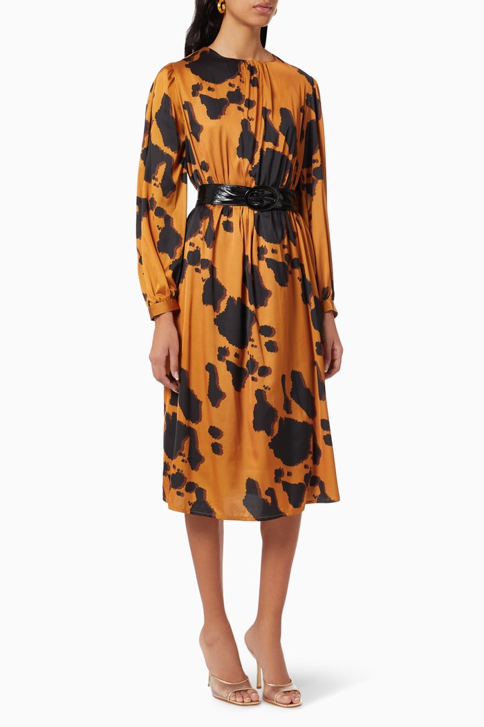 

Gathered Belted Dress, Yellow