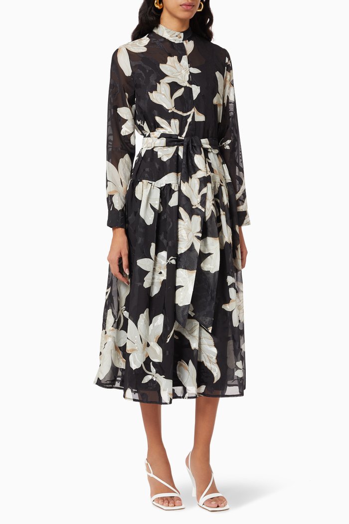 

Floral Printed Dress, Black
