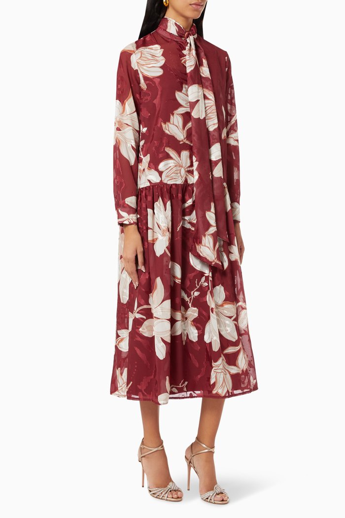 

Floral Printed Dress, Red