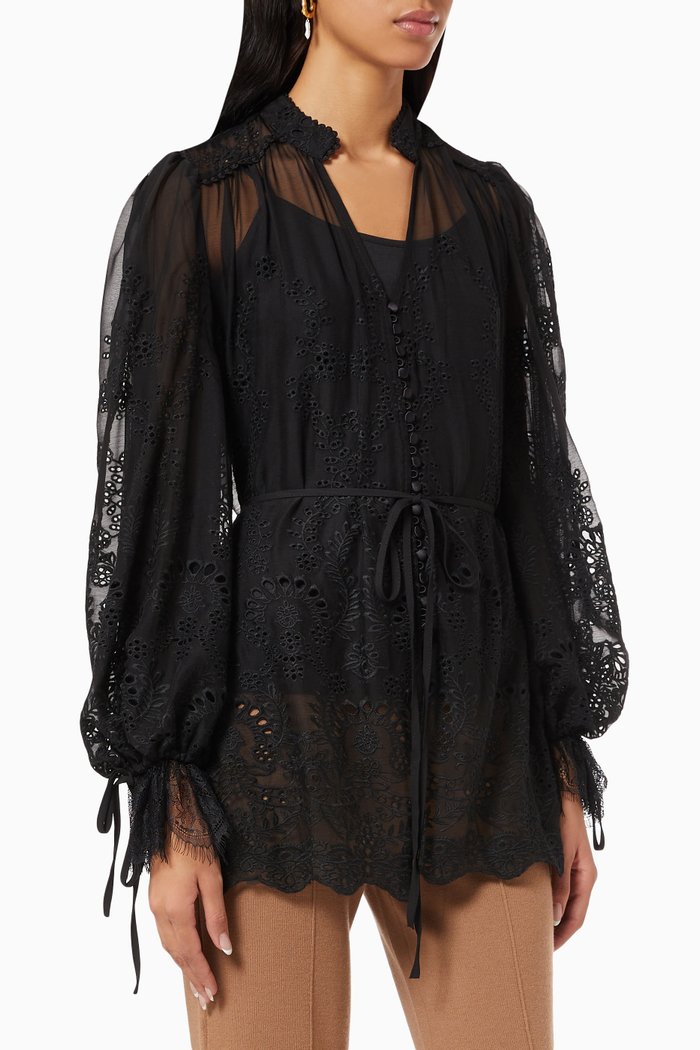 

Floral Embroidered Blouse, Black