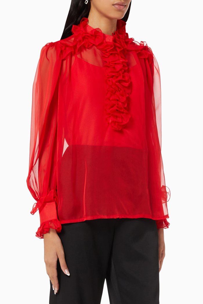 

Ruffle Blouse, Red