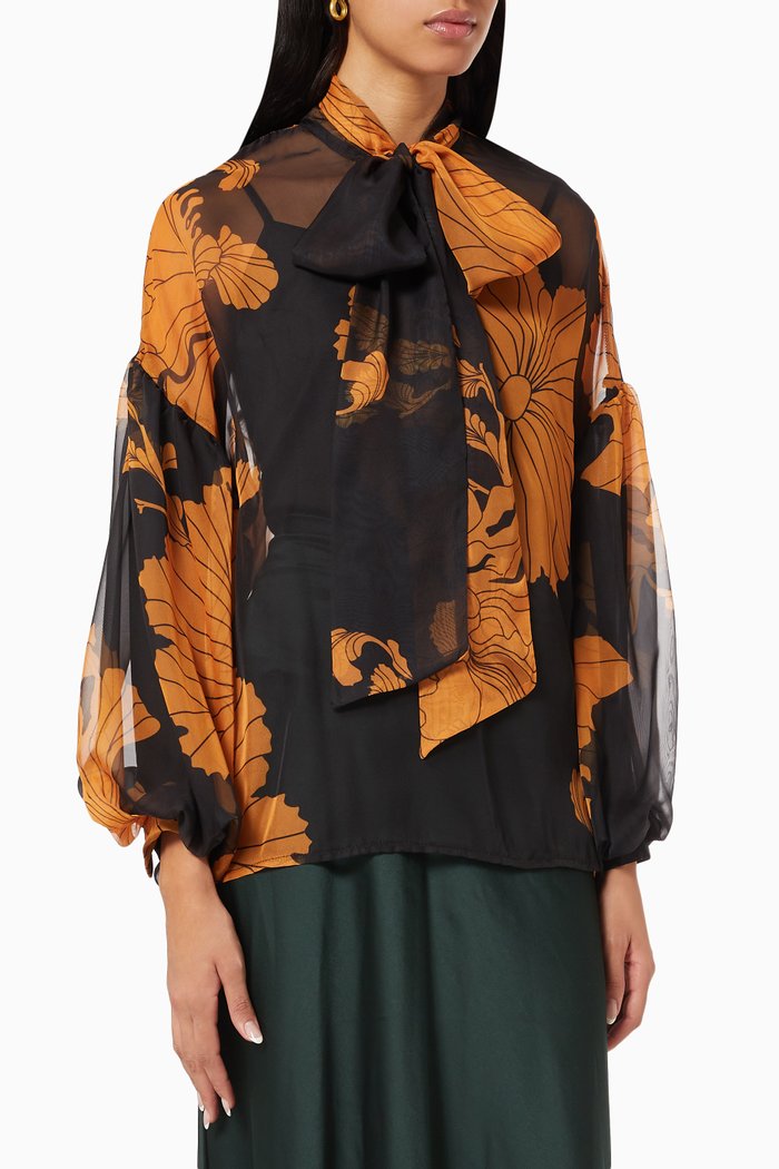 Floral Printed Blouse, Black