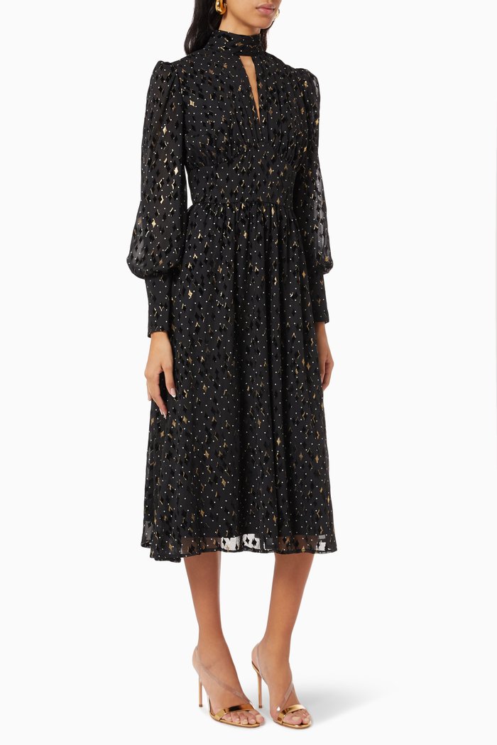 Diamond Printed Dress, Black
