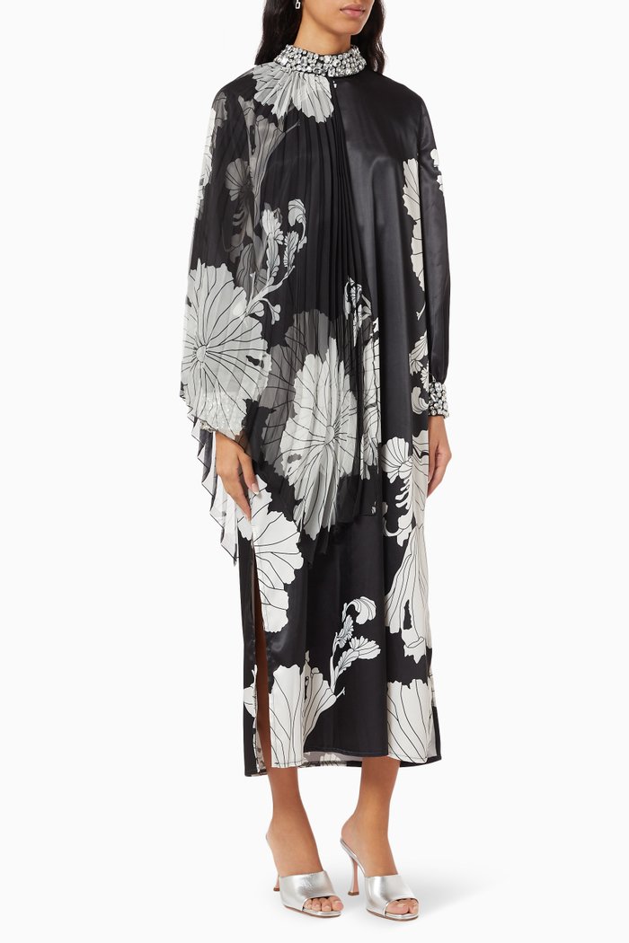 

Crystal Embellished Floral Dress, Black